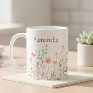 Café Caneca Diária de Flores Silvestres Personalizada