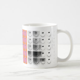Café caneca diptico de rosto feliz
