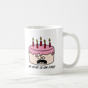Café Caneca Divertida Cabeça de Bolo em Chamas