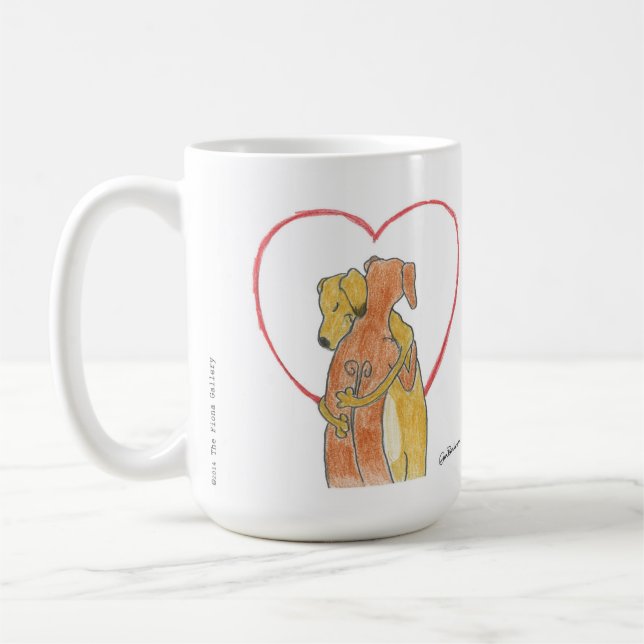 Café Caneca do abraço de Rhodesian Ridgeback (Esquerda)