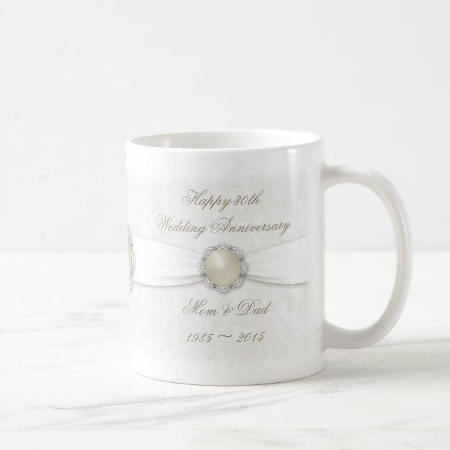 Café Caneca do aniversário de casamento do damasco 30a (Direita)