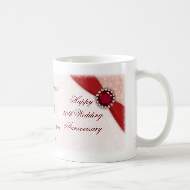 Café Caneca do aniversário de casamento do damasco 40th (Direita)