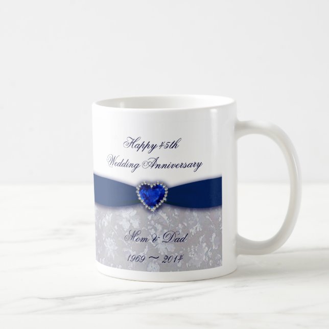 Café Caneca do aniversário de casamento do damasco 45th (Direita)