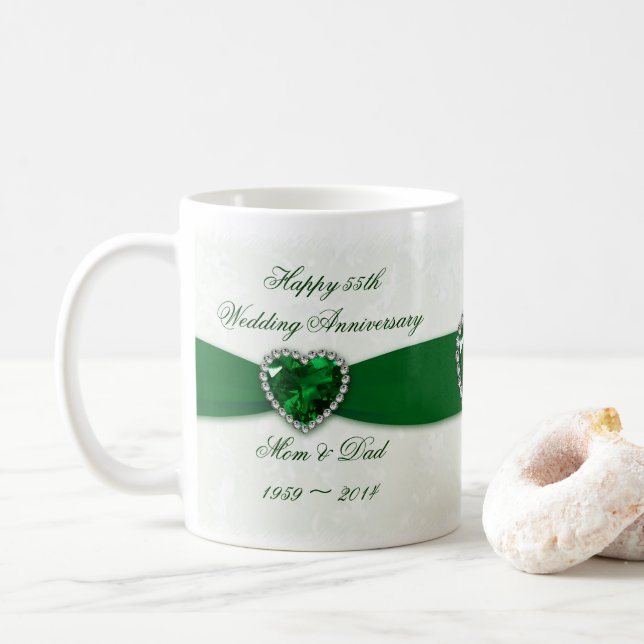 Café Caneca do aniversário de casamento do damasco 55th (Com Donut)