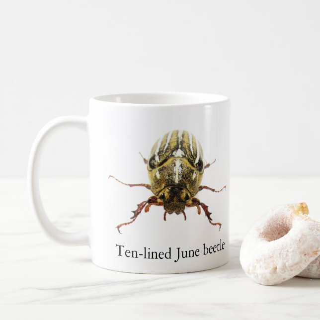 Café Caneca do Besouro de Junho de Dez Listras (Com Donut)