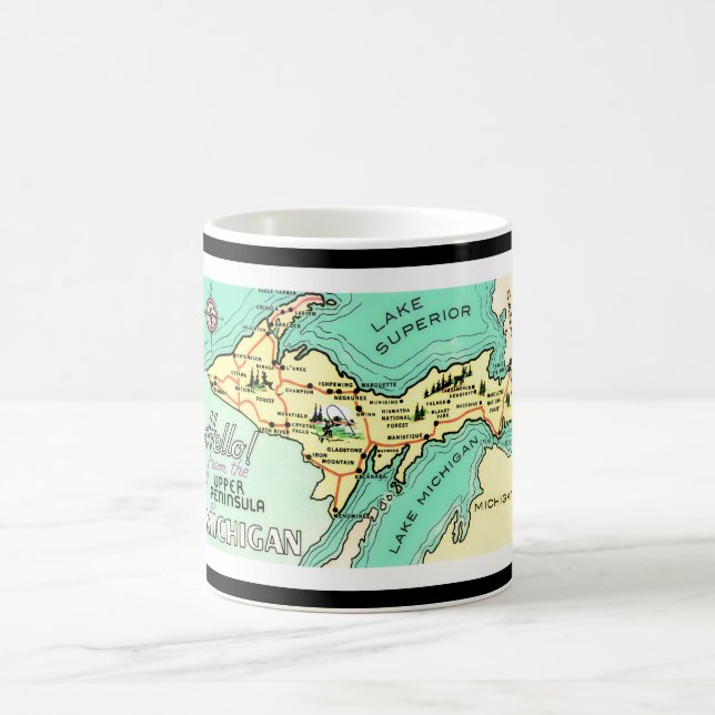 Café Caneca do cartão do vintage de Yooper (Centro)