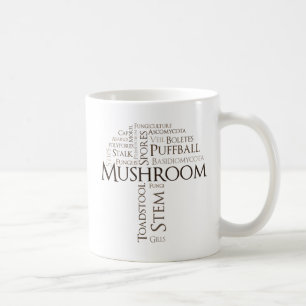 Café Caneca do cogumelo da palavra (texto de Brown)