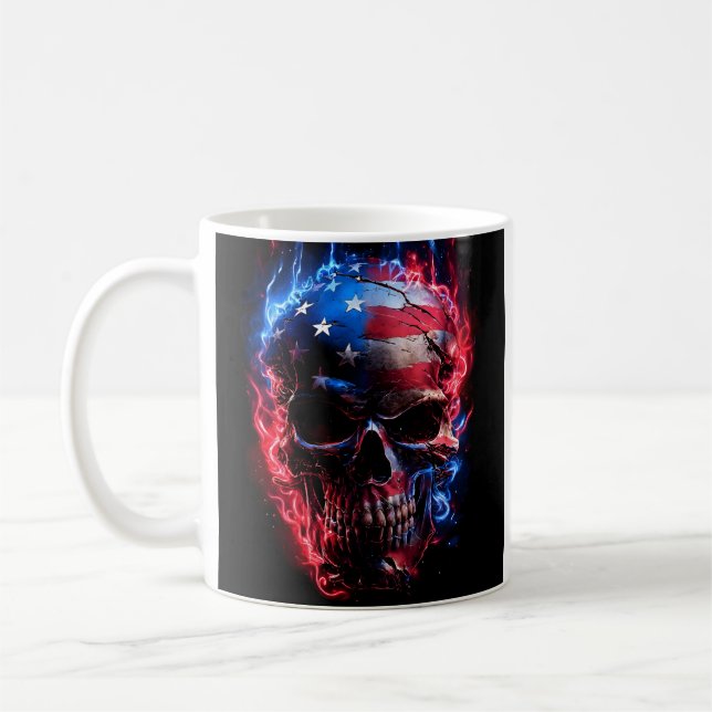 Café Caneca do crânio patriótica de sombra intensa (Esquerda)