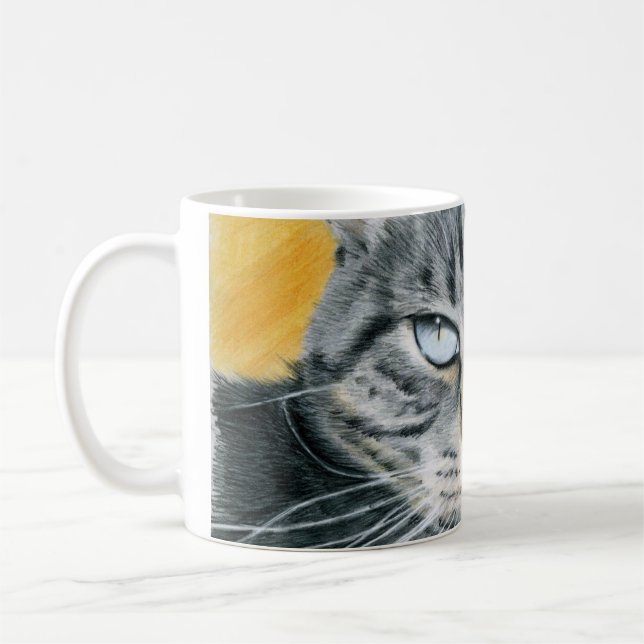 Café Caneca do desenho do gato de Zoe do Fim-acima (Esquerda)