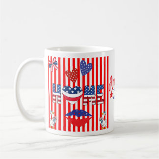 Café Caneca do Dia 4 de Julho dizendo América Vc's