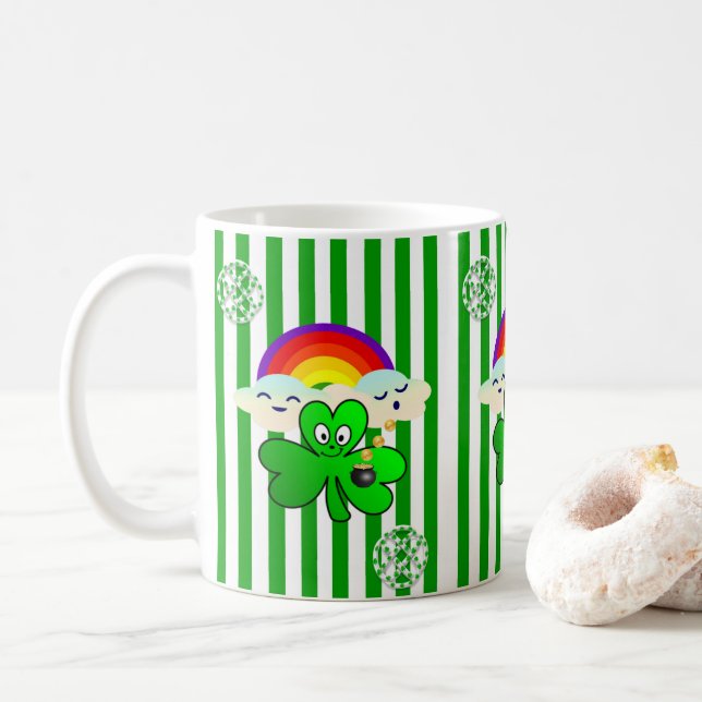 Café Caneca do Dia de São Patrício Trevo (Com Donut)