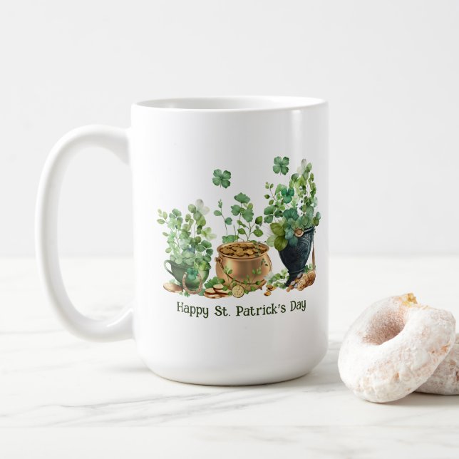 Café Caneca do Dia Feliz de São Patrício (Com Donut)
