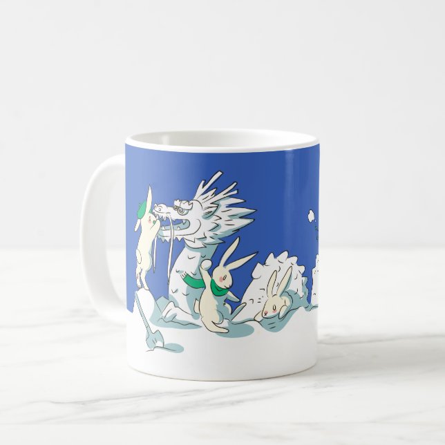 Café Caneca do Dragão de Neve e Coelhos (Frente Esquerda)