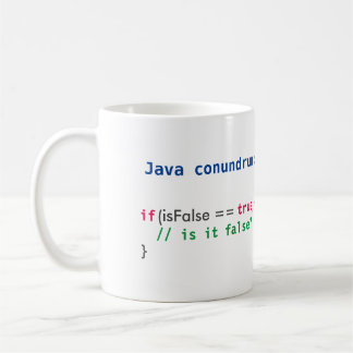 Café Caneca do enigma do isFalse de Java