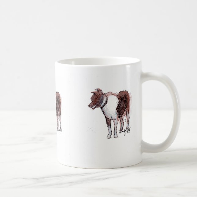 Café Caneca do esboço de border collie (Direita)