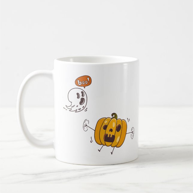 Café Caneca do Fantasma e Abóbora de Halloween (Esquerda)