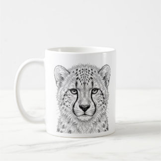 Café Caneca do Filhote de Guepardo Preto e Branco Arte