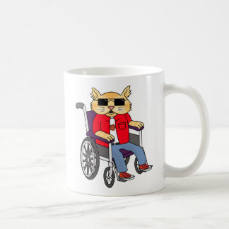 Café Caneca do gato da cadeira de rodas