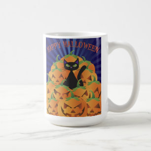 Café Caneca do gato preto de Hallowen