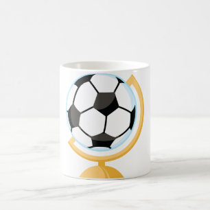 Café Caneca do globo da bola de futebol