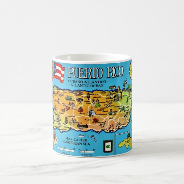 Café Caneca do Mapa Azul Brilhante de Porto Rico (Centro)