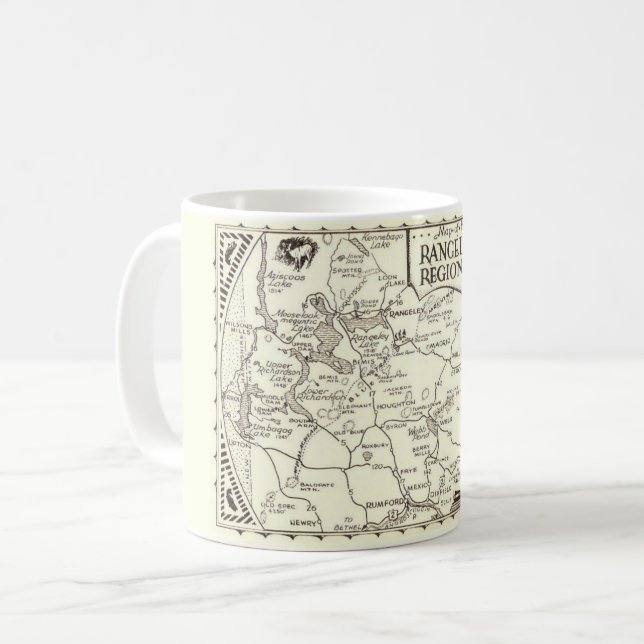 Café Caneca do Mapa da Região dos Lagos de Rangeley do  (Frente Esquerda)