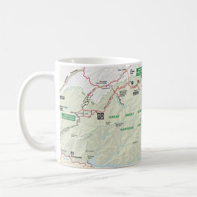 Café Caneca do mapa de Great Smoky Mountains (Esquerda)