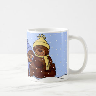 Café caneca do Natal da família de 4 ursos