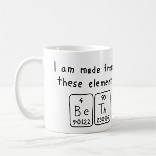 Café Caneca do nome da mesa periódica de Beth