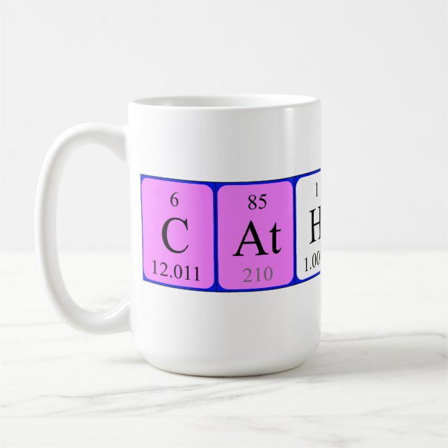 Café Caneca do nome da mesa periódica de Catherine (Esquerda)