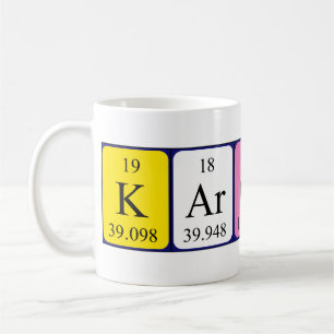 Café Caneca do nome da mesa periódica de Karolina