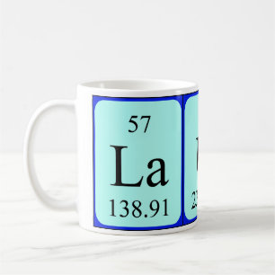Café Caneca do nome da mesa periódica de Laura