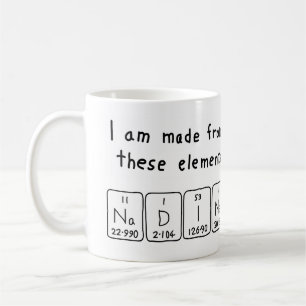 Café Caneca do nome da mesa periódica de Nadine