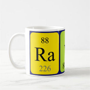 Café Caneca do nome da mesa periódica de Rayna