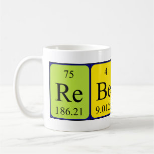 Café Caneca do nome da mesa periódica de Rebecca