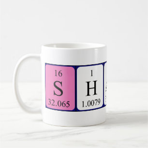 Café Caneca do nome da mesa periódica de Sharon