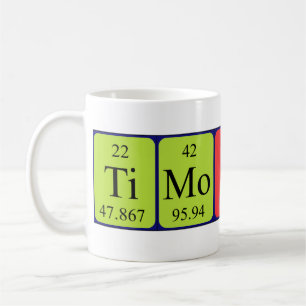 Café Caneca do nome da mesa periódica de Timothy