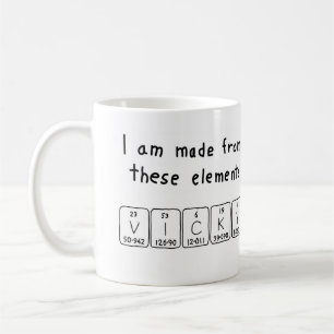 Café Caneca do nome da mesa periódica de Vicky