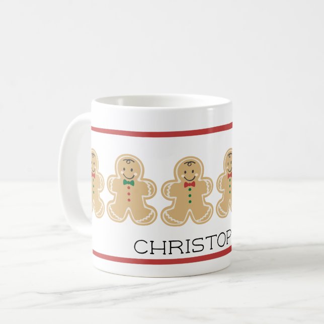 Café Caneca do nome do Natal do homem de pão-de-espécie (Frente Esquerda)