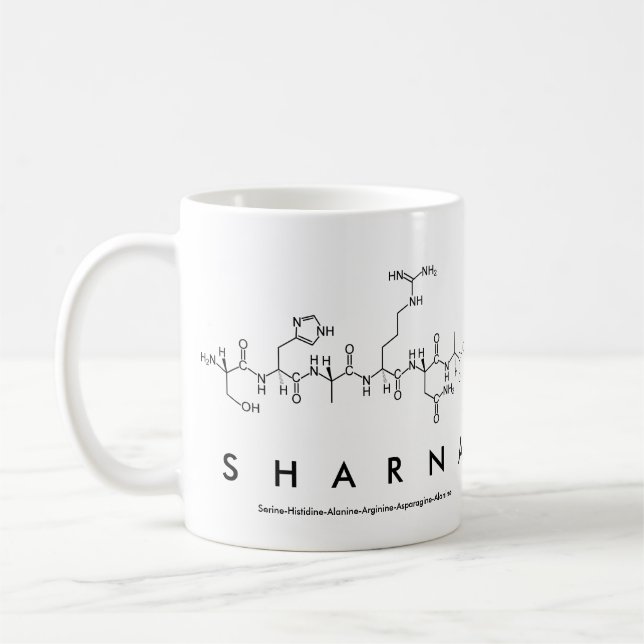 Café Caneca do nome do peptide de Sharna (Esquerda)