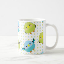 Caneca do Parakeet de Kawaii Lineolated