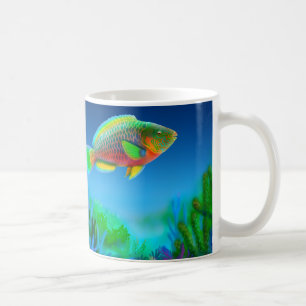 Café Caneca do Parrotfish do recife de corais