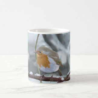 Café Caneca do pisco de peito vermelho