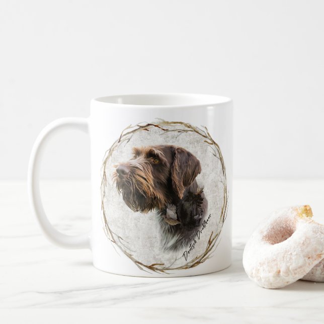 Café Caneca do Pointer de Cabelo Rijo Alemão (Com Donut)