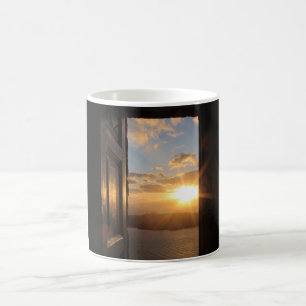 Café Caneca do por do sol de Santorini