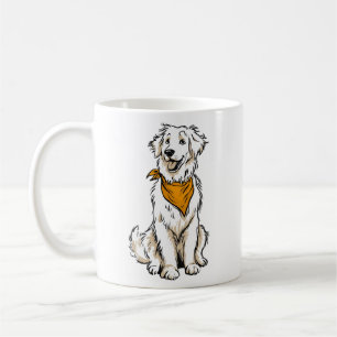Café Caneca do Retriever Dourado Branco com Bandana de