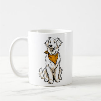 Café Caneca do Retriever Dourado Branco com Bandana de