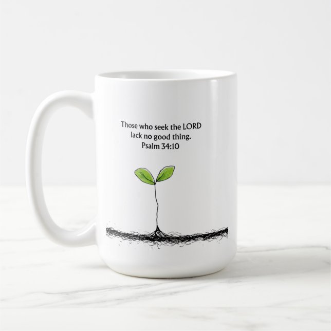Café Caneca do Salmo 34:10 Bíblia Cristã Presente de En (Esquerda)