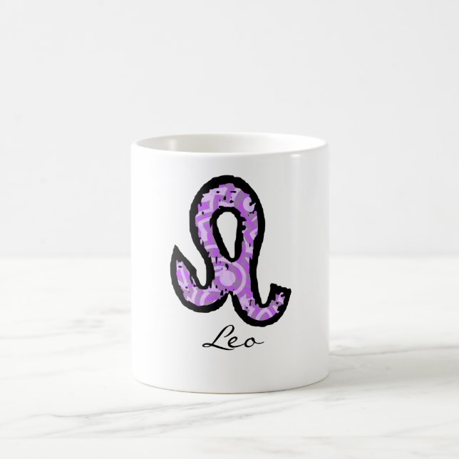 Café Caneca do símbolo de Leo (estilo 1_purple) (Centro)