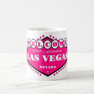 Café Caneca do sinal de Las Vegas do ROSA QUENTE